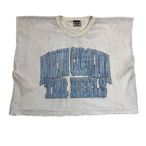 Vintage North Carolina Tar Heels Mesh Crop Top White Blue NCAA Jersey Tee
